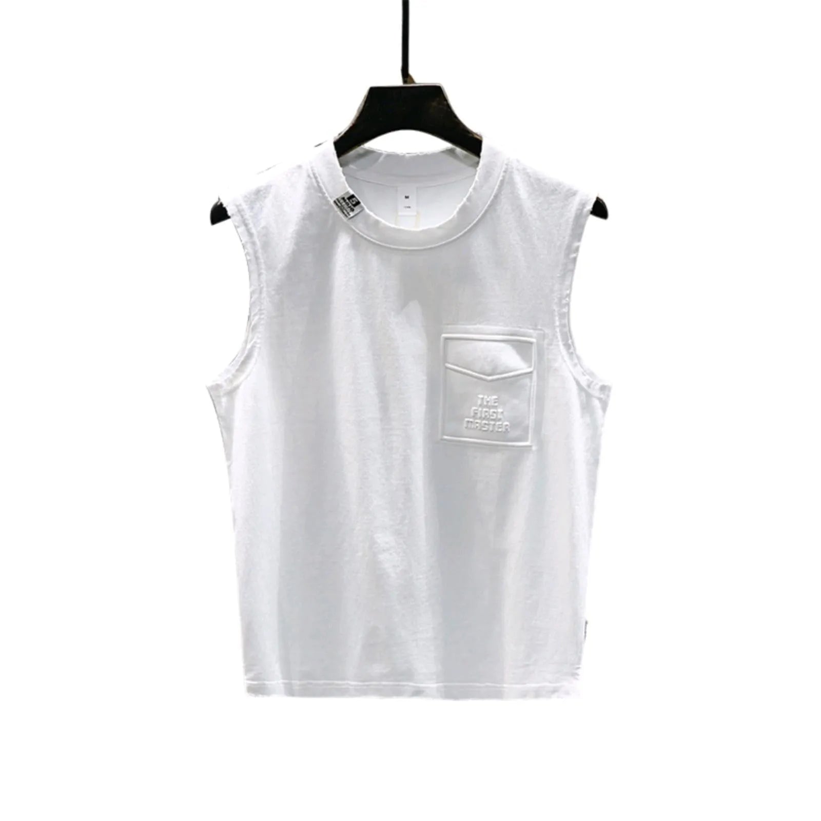 Solid colour cotton sleeveless t-shirt with loose fit and straight hem design