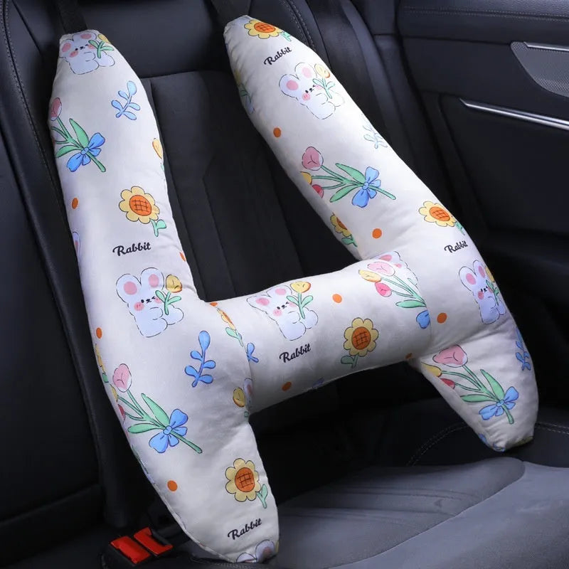 55x70cm automotive headrest pillow with colourful print pattern and pearl cotton filling for car passenger comfort