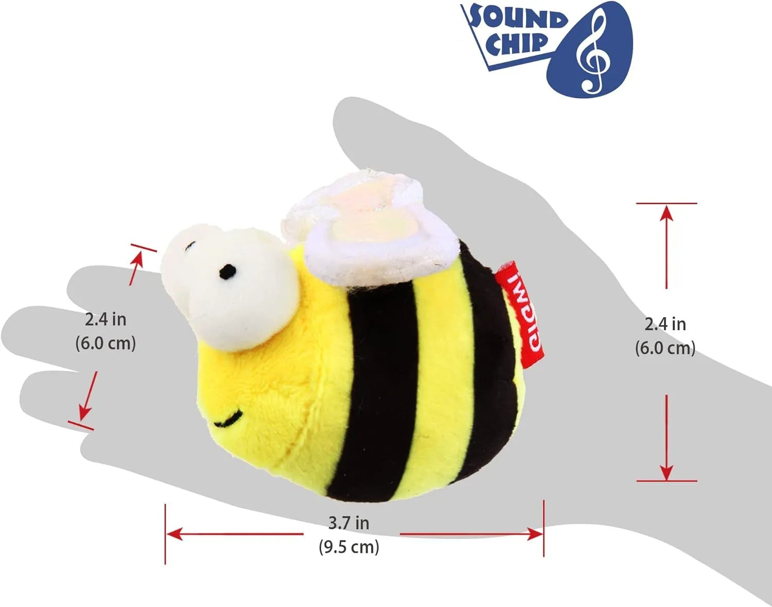 Yellow bee-shaped flannelette cat toy with motion-activated squeaking electronic components
