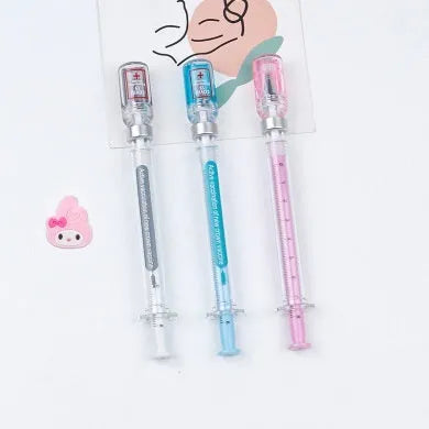 Vaccine design novelty gel pen showing 15.7cm length with black 0.5mm refill