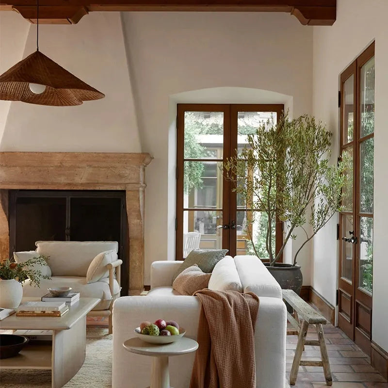 Silent Style rattan-weaved ceiling lamp with Silent Wind design showing woven texture