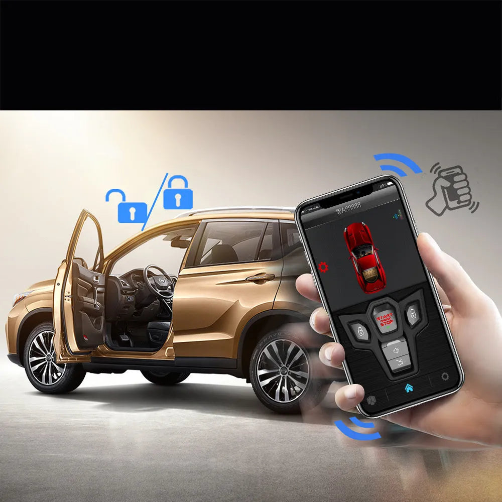 Black and red one-way car alarm system with two remote controls for 3000m vehicle security