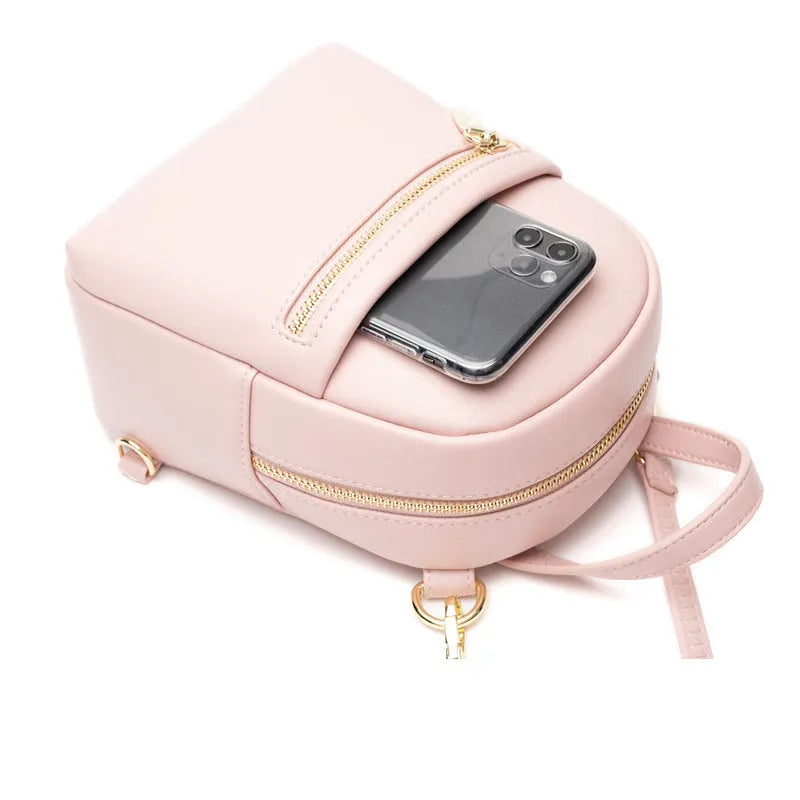 Soft PU large capacity mini backpack in multiple colours with inner phone pocket