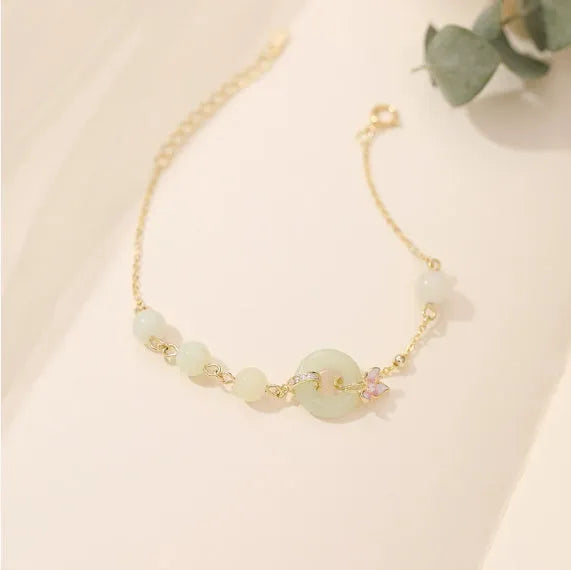 925 silver orchid necklace with peace buckle clasp and O-ring chain