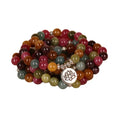 108-bead multi-layer bracelet with lotus hanging and tourmaline accents on alloy chain