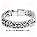 Silver titanium steel geometric hip hop bracelet showing front and back design with chain links