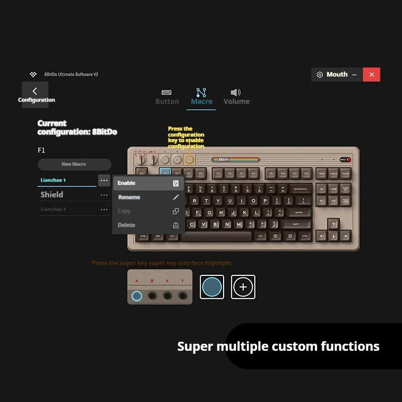 Retro mechanical gaming keyboard with Bluetooth wireless connectivity and rocker switches