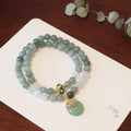 Women's safety buckle bracelet with Burmese jade geometry pendants in new Chinese style