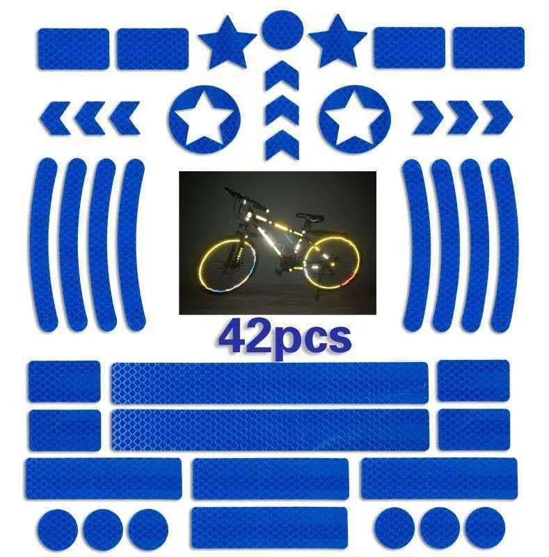 Sheet of reflective safety tape with a grid pattern for bicycles, shown in multiple colour options.