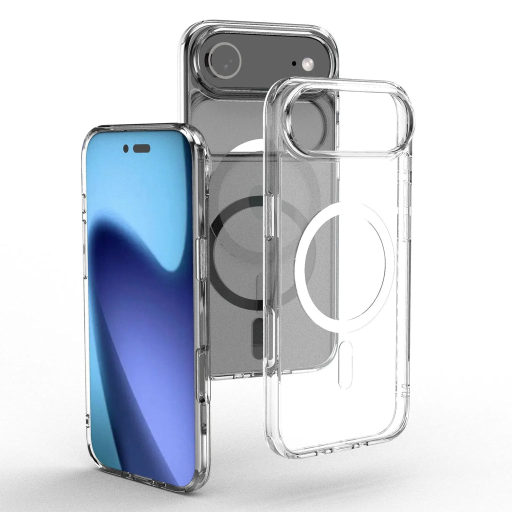Transparent magnetic phone case for iPhone 17 series showing clear design with magnetic components