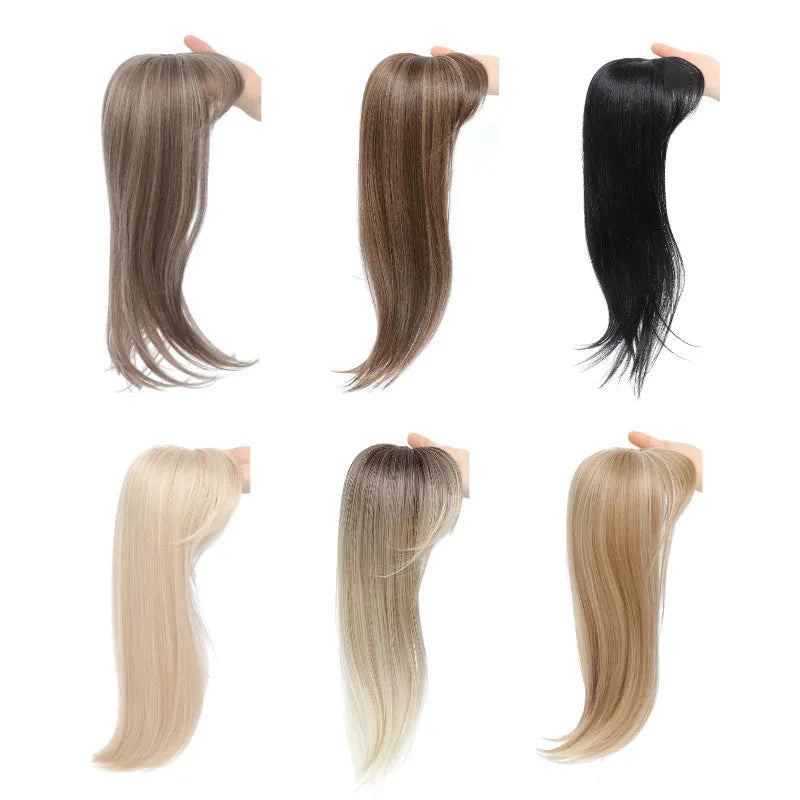 Synthetic clip-in hair extension wig with inner buckle fastening in one of six colour styles.