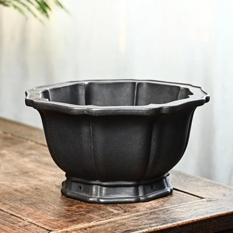 Handmade purple sand round flower pot simple elegant colour for indoor plants
