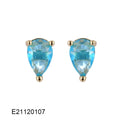 Gold-plated brass drop earrings with pear-shaped candy-coloured zircon accents