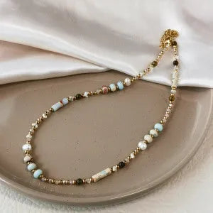 Women's geometric pearl necklace with zinc alloy pendant on adjustable clavicle chain, fashion OL style
