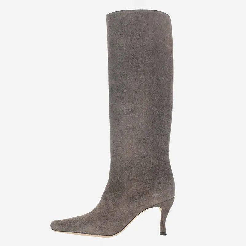 Women's square toe ankle cowboy boots in microfiber, shown in multiple colours including black, grey, and snake pattern.