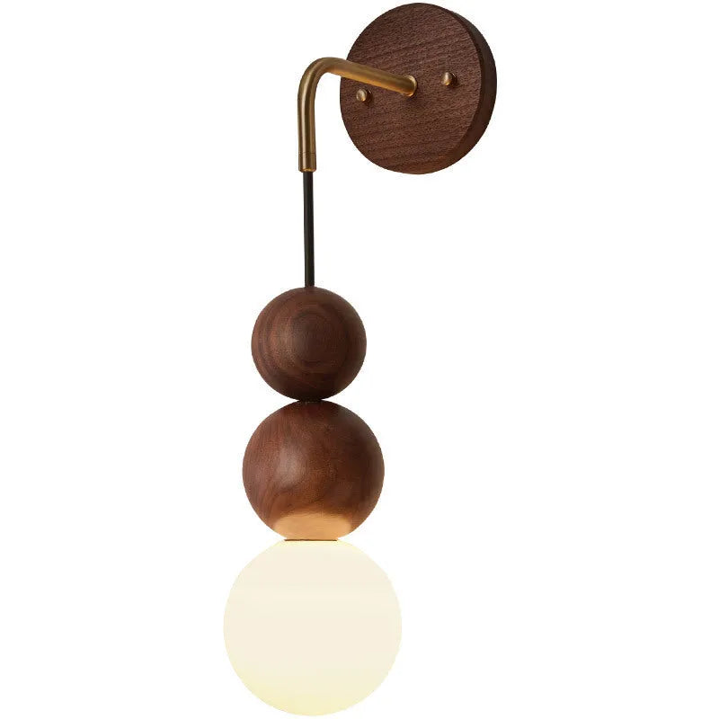 Wood copper wall lamp with tricolour lighting for living room or bedroom walls