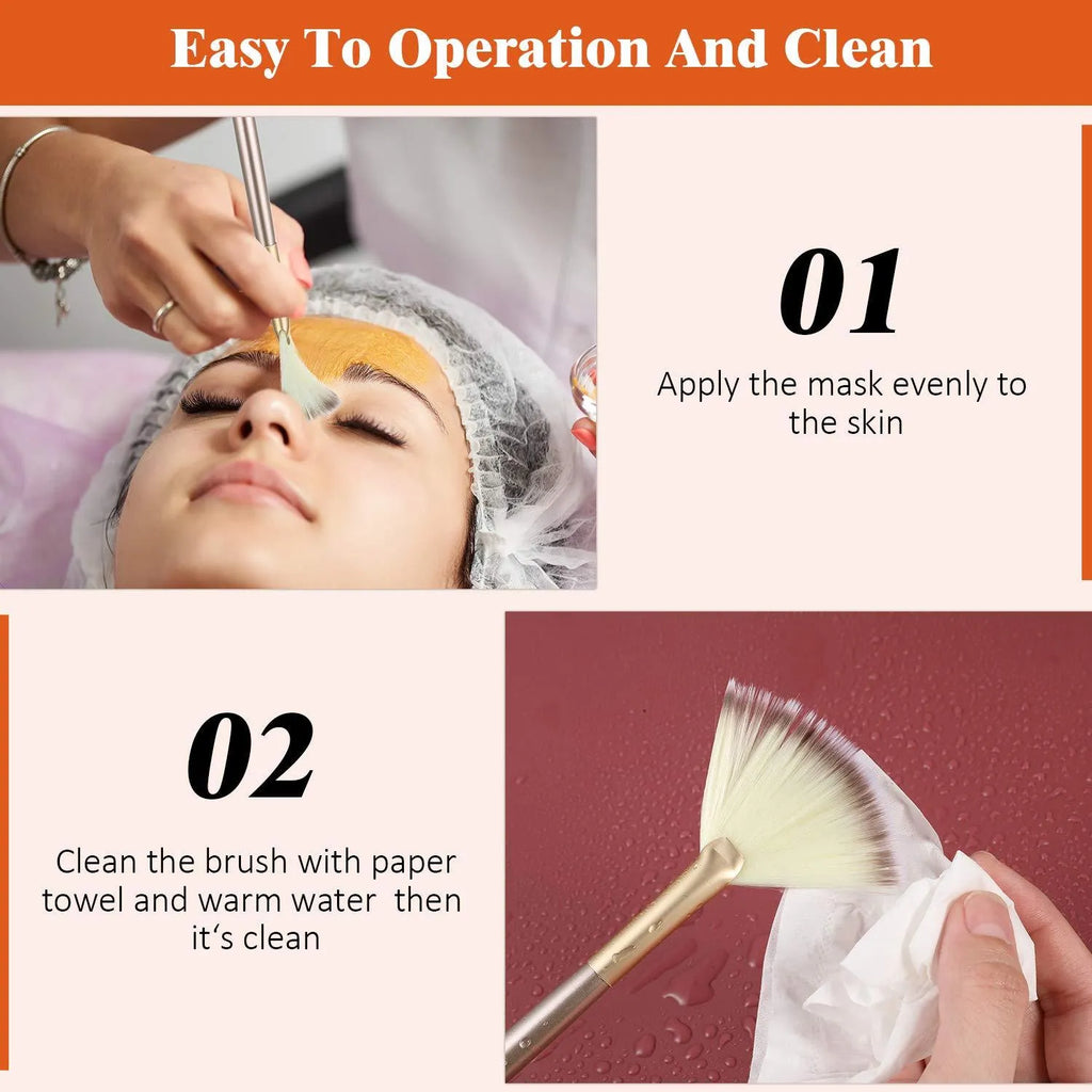 10 professional facial fan brushes with champagne finish acrylic handles and protective covers