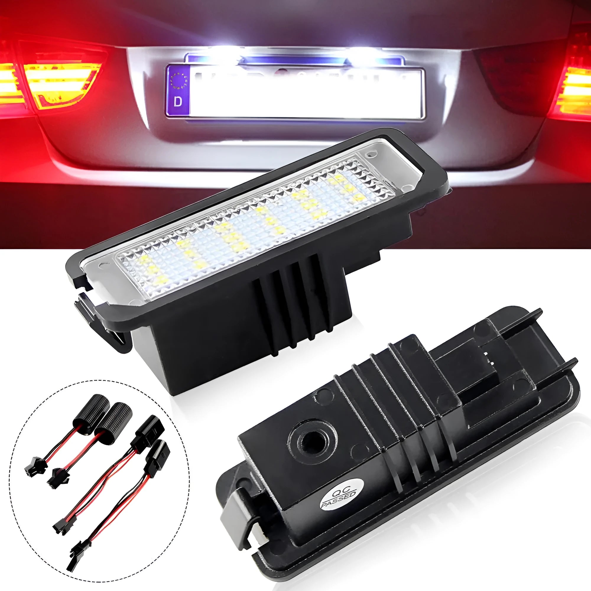 Volkswagen LED license plate light kit with CANbus decoder for Golf, Polo, Phaeton models