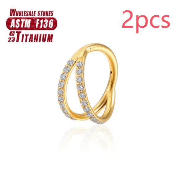Titanium alloy fork nose ring set in various colours and lengths on 1.2mm gauge.
