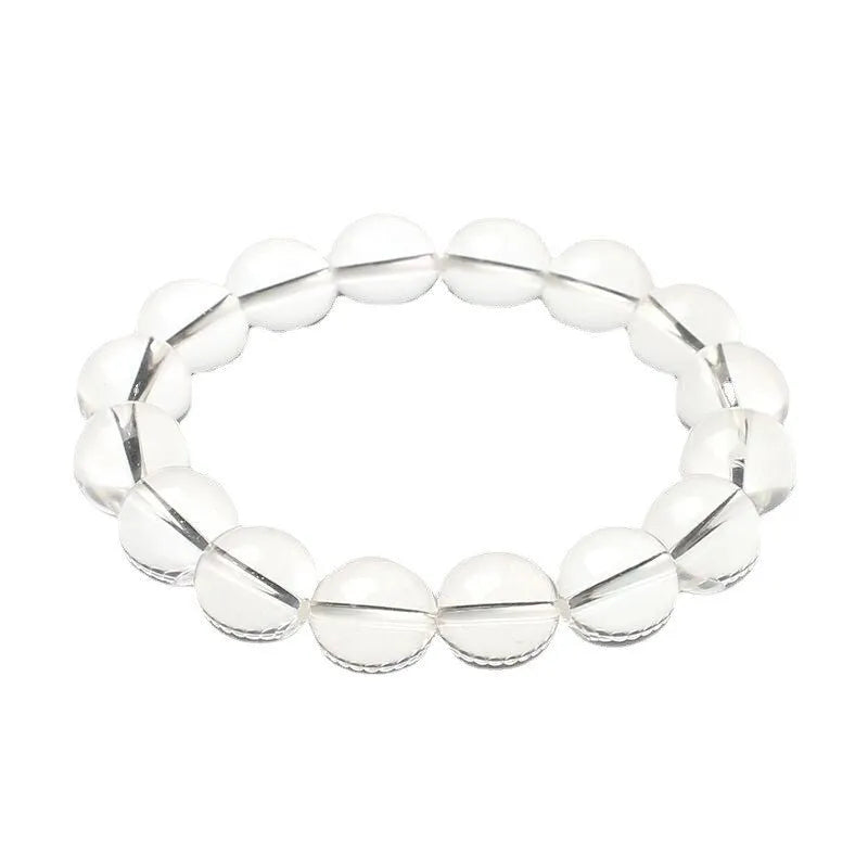 Natural Donghai Old Mine white crystal bracelet with round beads in geometric unisex design
