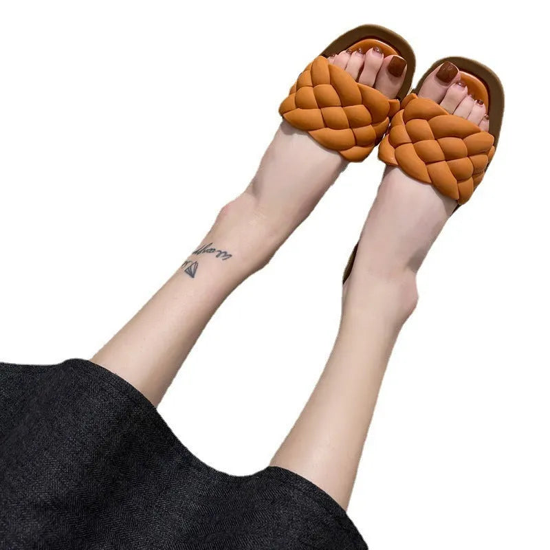 Women's plaid pattern PVC beach sandals with a thick non-slip sole, shown in multiple colours.