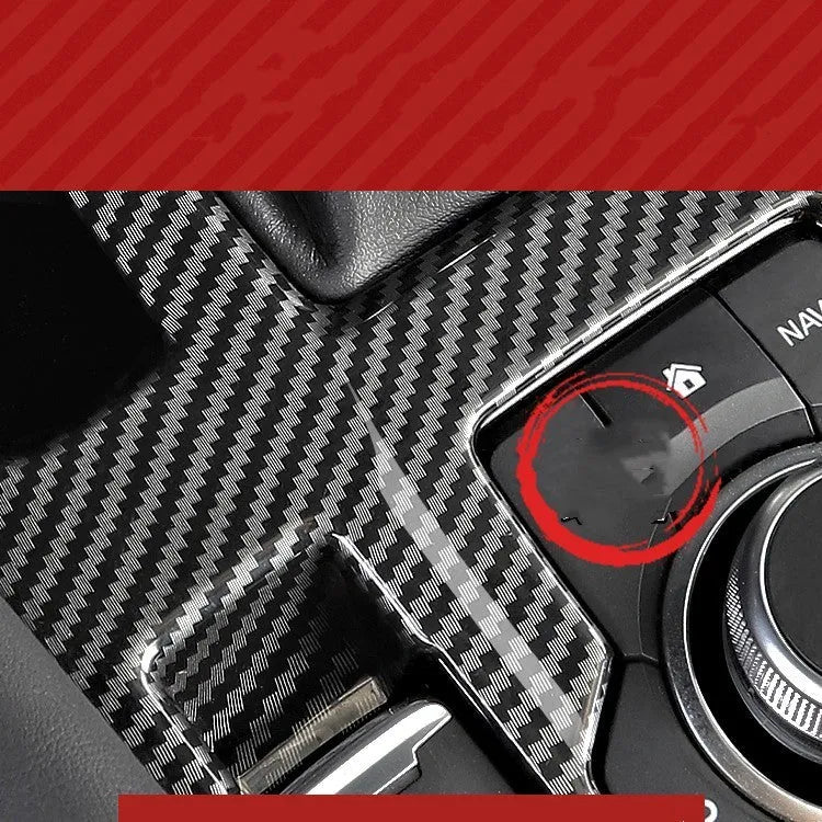 Pair of carbon fibre finish ABS steering wheel frames with adhesive backing for non-destructive car dashboard installation