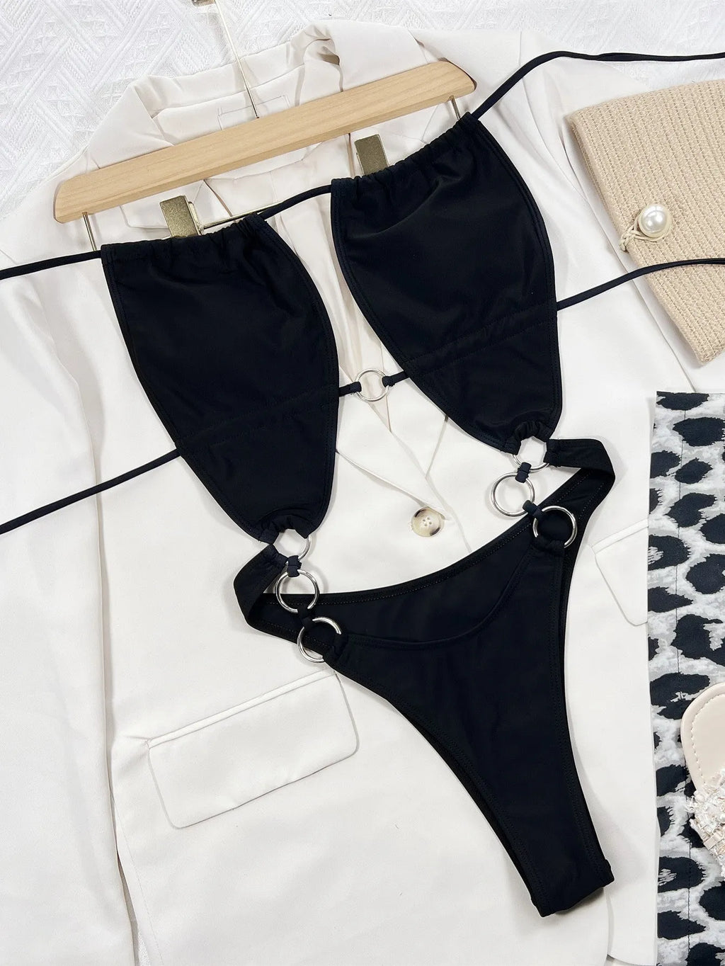 Black women's one-piece swimsuit with sleeveless design for swimming activities