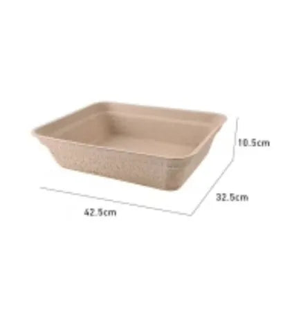Brown biodegradable disposable cat litter box shown from above
