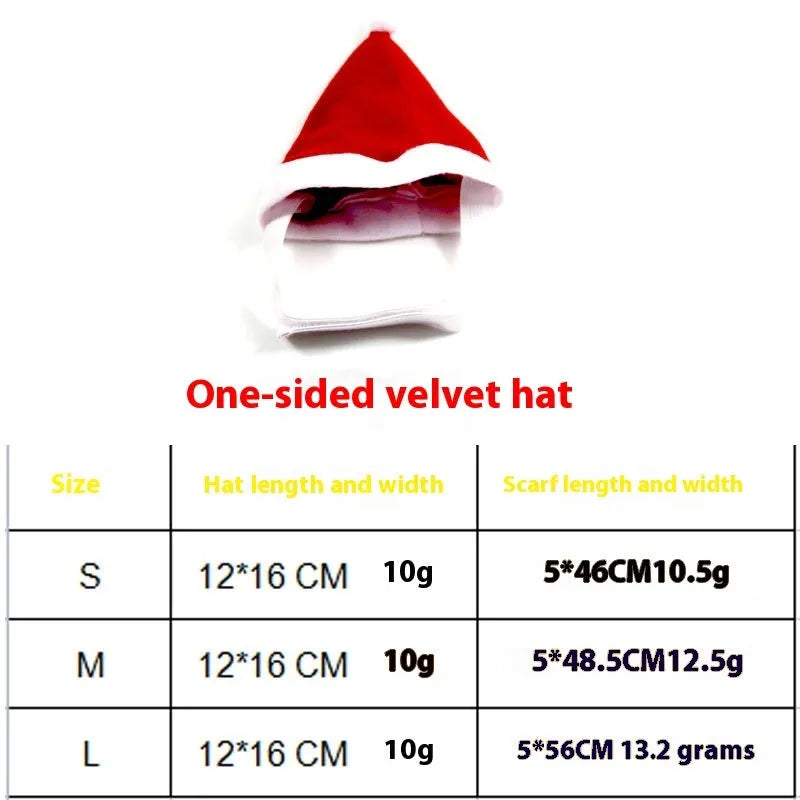 Christmas pet costume set with double-sided velvet cloak and hat on a small dog