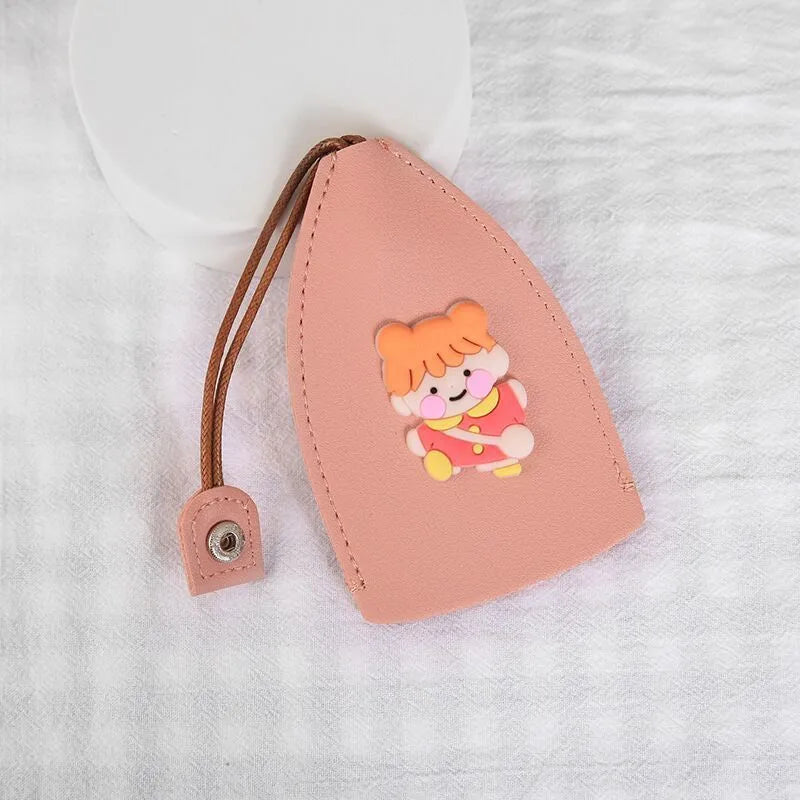 Colourful cartoon pull-out key case in PU leather for car key protection
