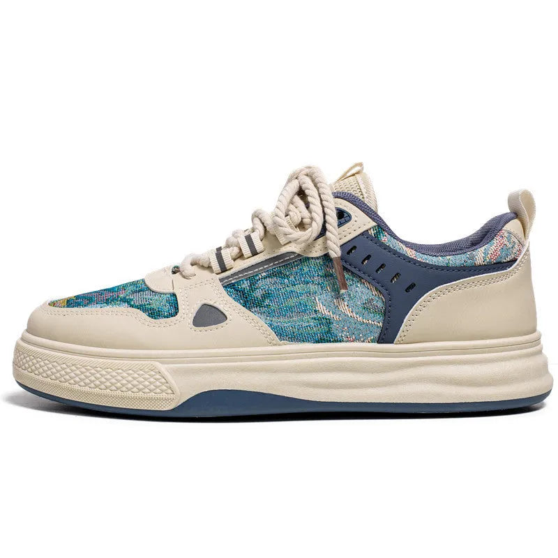 Canvas casual shoes with round toe and flat heel in Milan green or beige colours