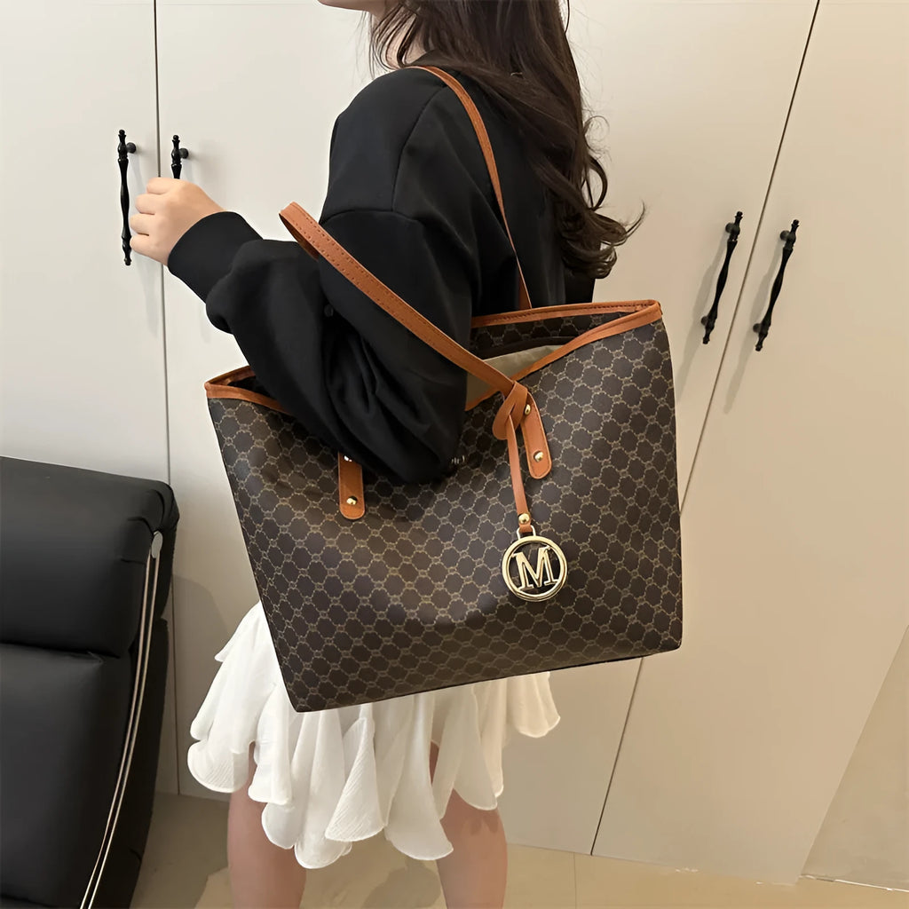 Black PU leather street-style shoulder bag with sewing thread detail, shown next to grey, brown, and white colour options.