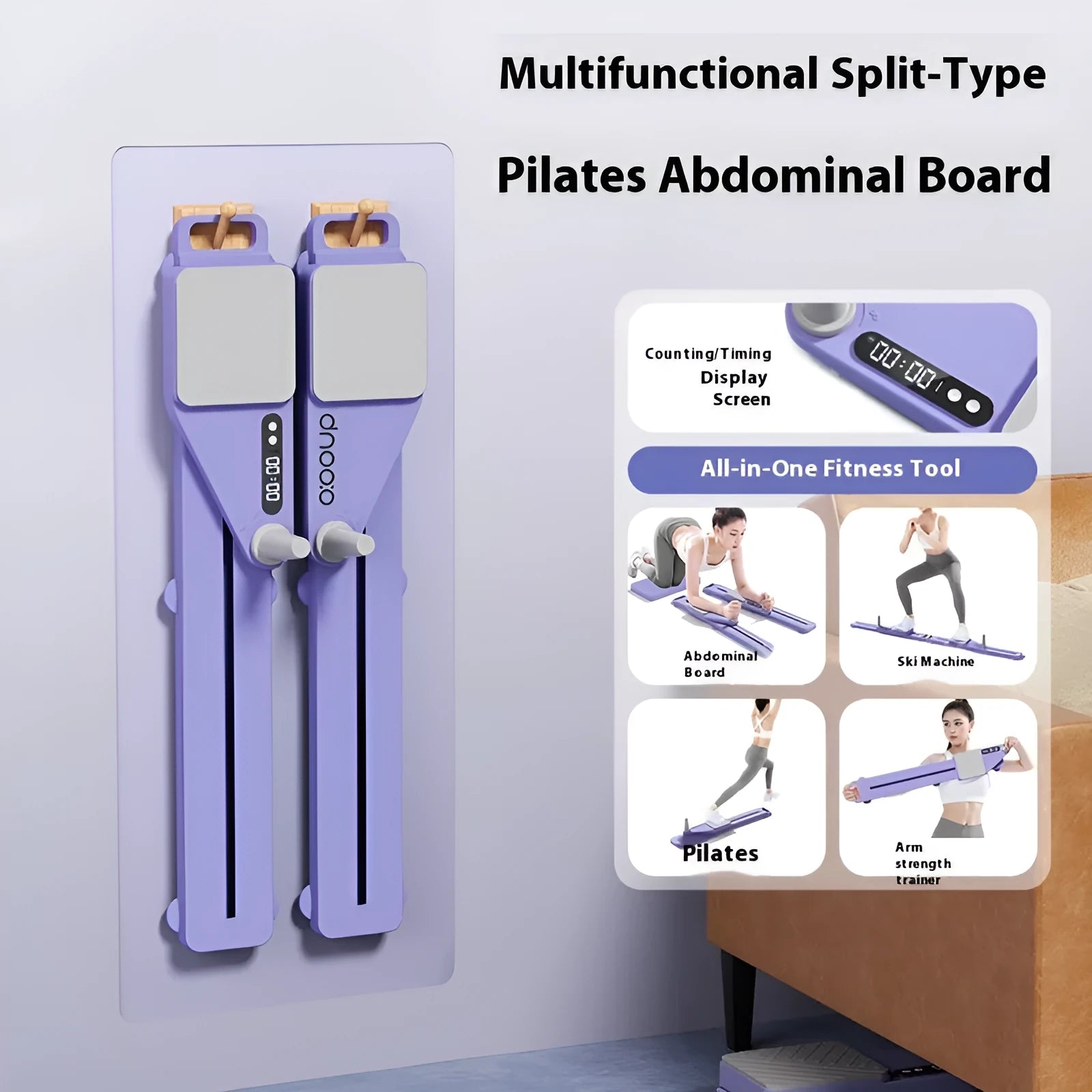 Purple and pink multifunctional split skiing machine trainer measuring 85cm
