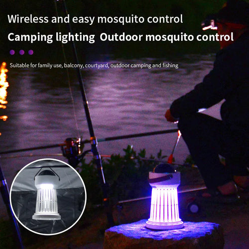 2 in 1 electric mosquito killer lamp with star ceiling projection, white ABS shell, USB charging, for indoor and outdoor use