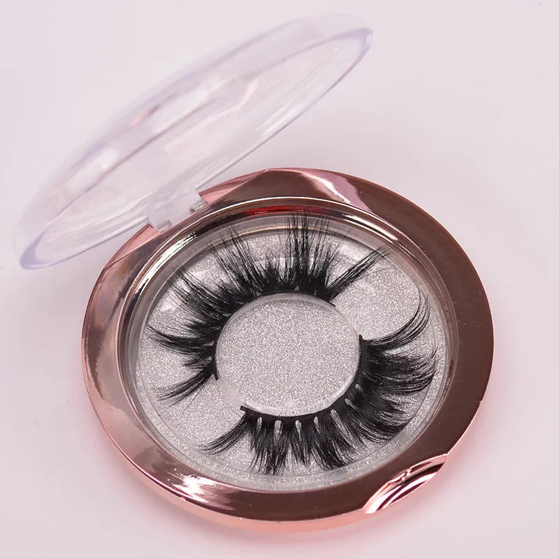 Handmade 5D mink false eyelashes set with double-headed brush and black hair cap