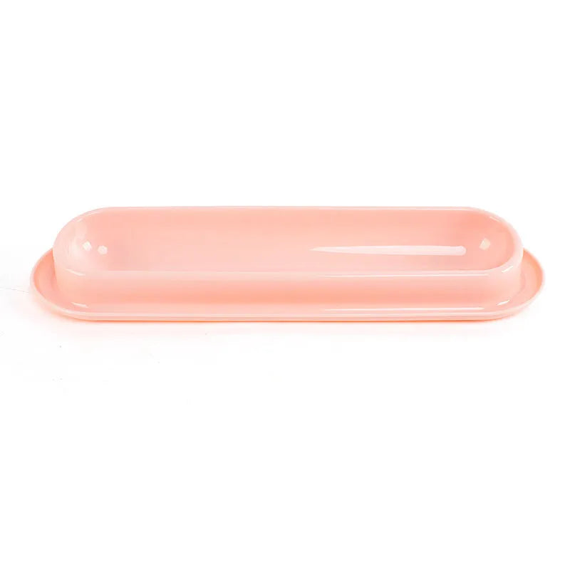 Green pink yellow pet food water feeder with stainless steel bowls and leakproof silicone mat