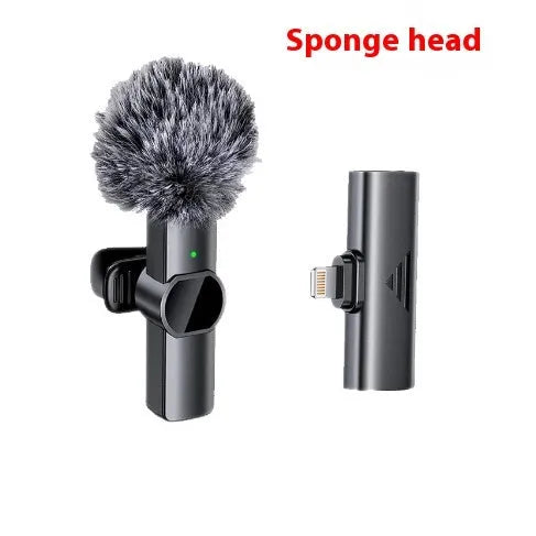 Wireless neckline clip microphone with foam sponge head for interviews and live streaming