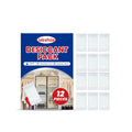 Twelve calcium chloride desiccant sachets for home moisture absorption.