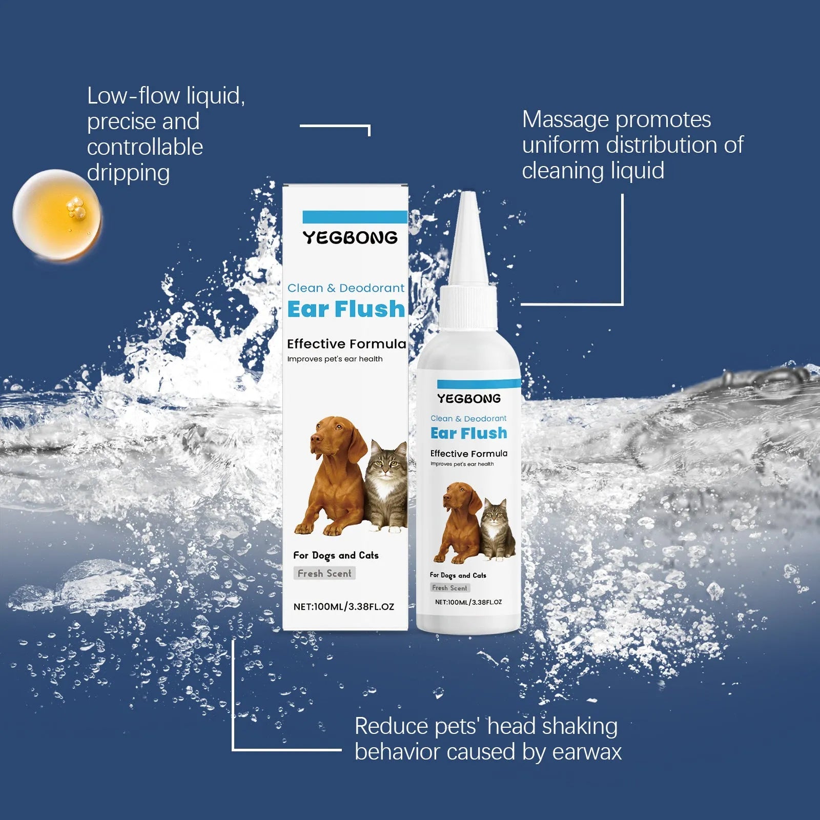 100ml bottle of dog and cat ear cleaner for gentle earwax removal