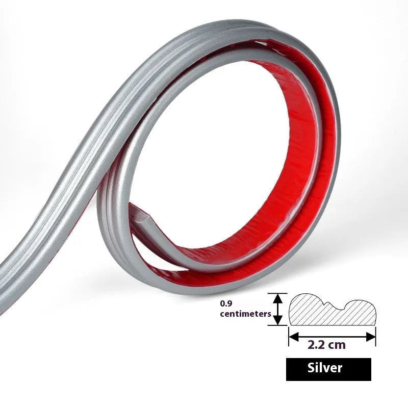 Flexible PVC background wall shaping frame with self-adhesive edge banding in white, gold, black, and silver colours.