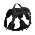 Reflective orange dog harness with black explosion-proof breast strap and full-hand grip rope