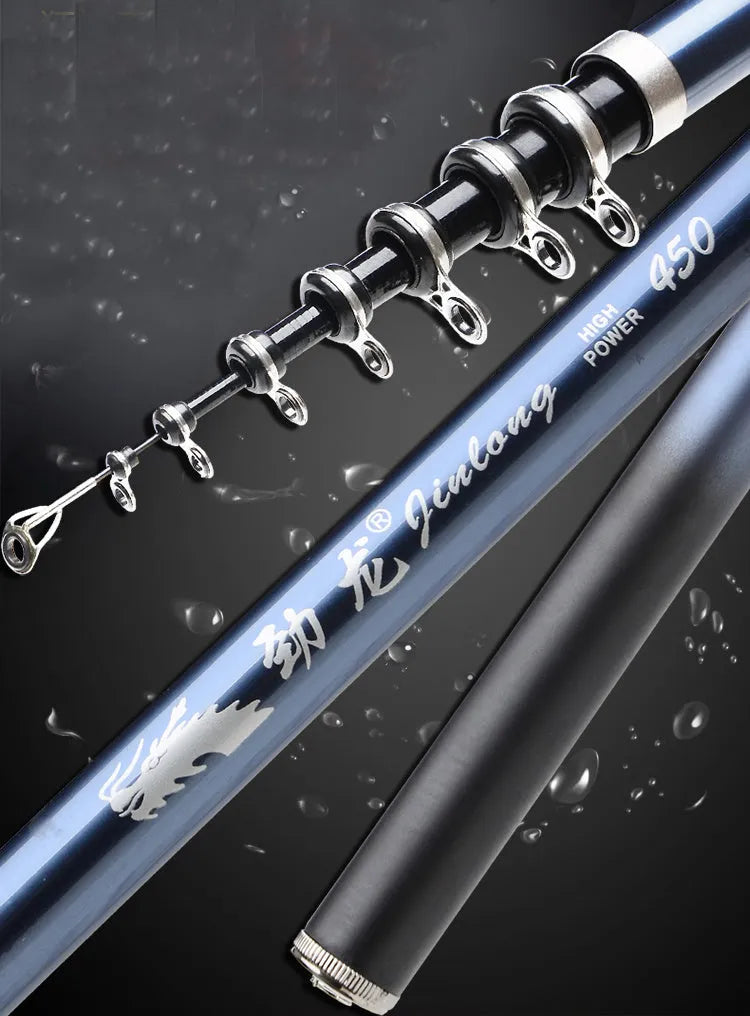 Full carbon blue rock fishing rod with 6 sections for sea fishing hard tonality