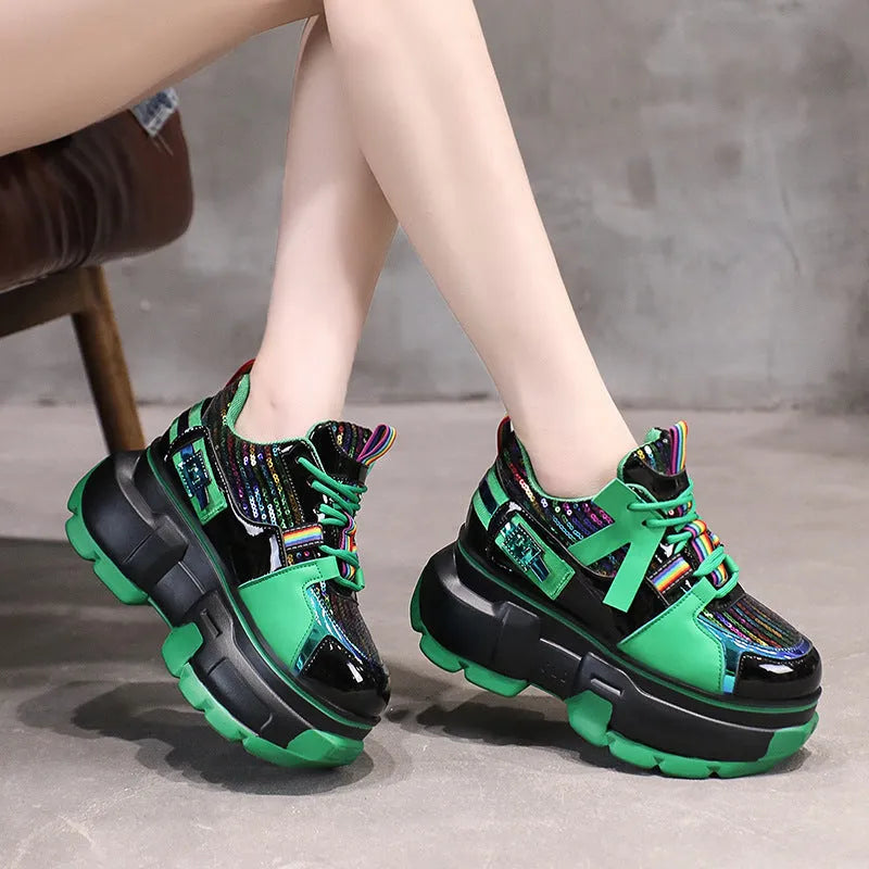 Daddy's Shoes women's lace up patent leather casual shoes with cross straps, black colourway, side view