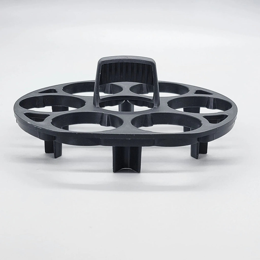Black plastic egg holder cooking basket with retainer design for organised egg storage