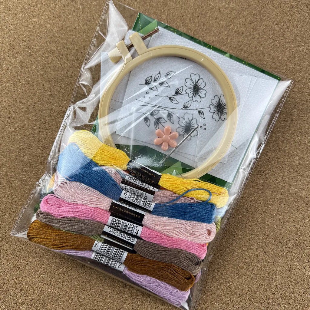 Handmade embroidery material package with water-soluble non-woven fabric, Nordic style, packing size 18.5x23x2cm