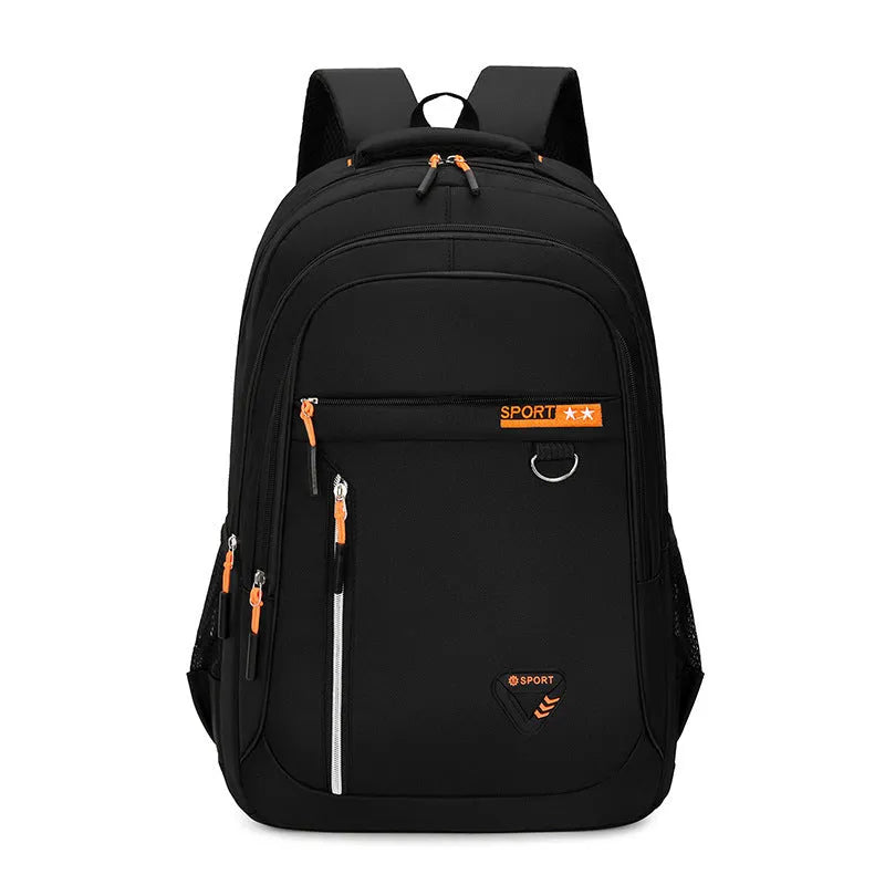 Men's Oxford cloth schoolbag in black with letter pattern and air pillow belt system