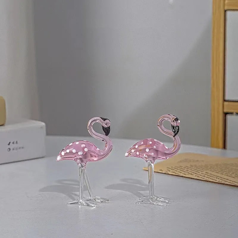 Pink crystal flamingo decorative ornament for home table display with modern simple style