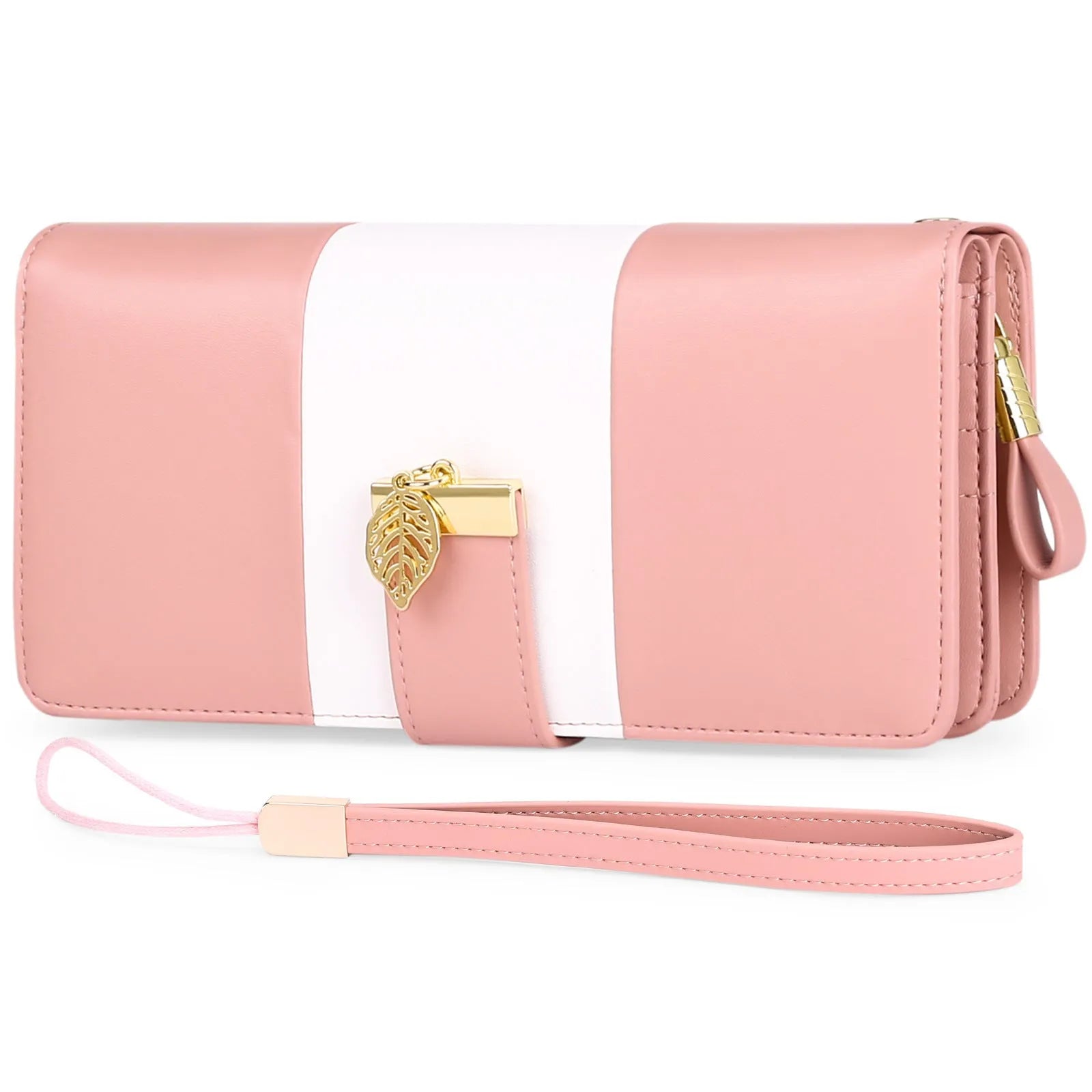 Anti theft clutch handbag with lock in midnight black PU leather showing interior organisation