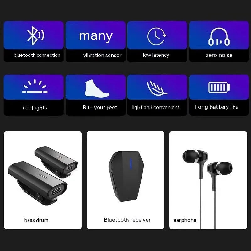Black wireless somatosensory air drum kit host unit with two drumsticks on a stand.