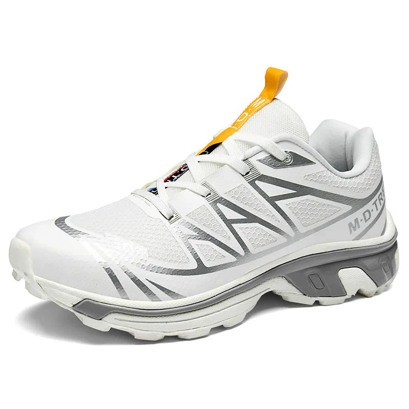 Low-top hiking shoes with artificial leather upper, mesh lining, and rubber sole in multiple colour options